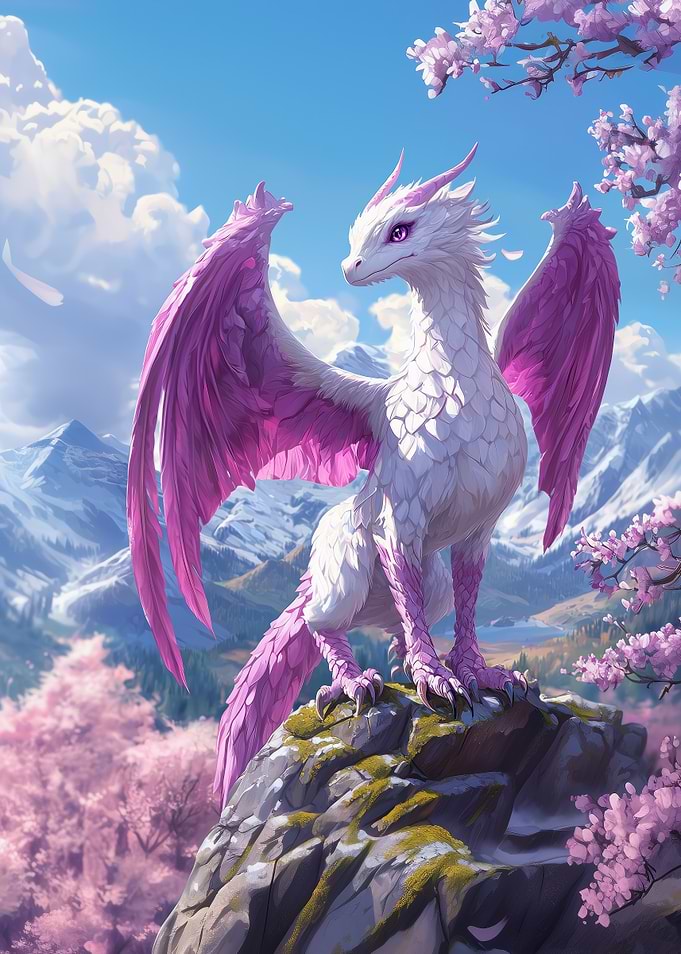 Pink Dragon on Mountaintop