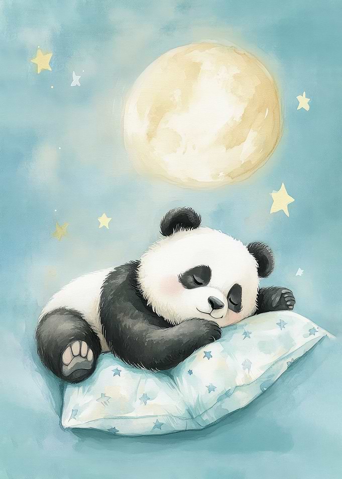 Sleeping Panda Under the Moon