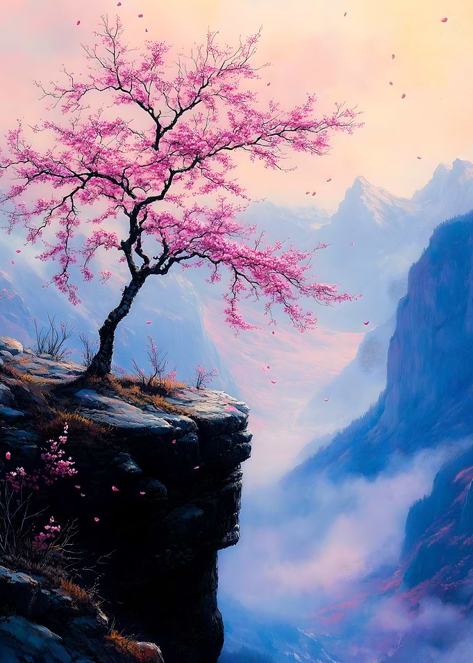 Pink Blossom Cliffside