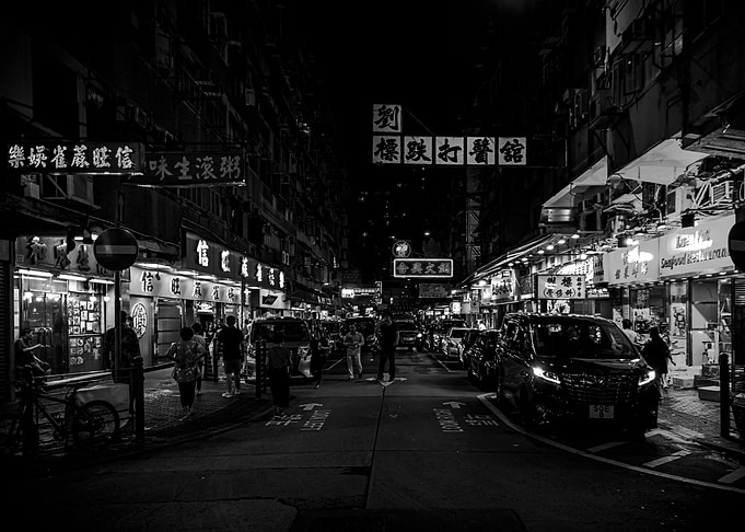 Night Street in Hong Kong