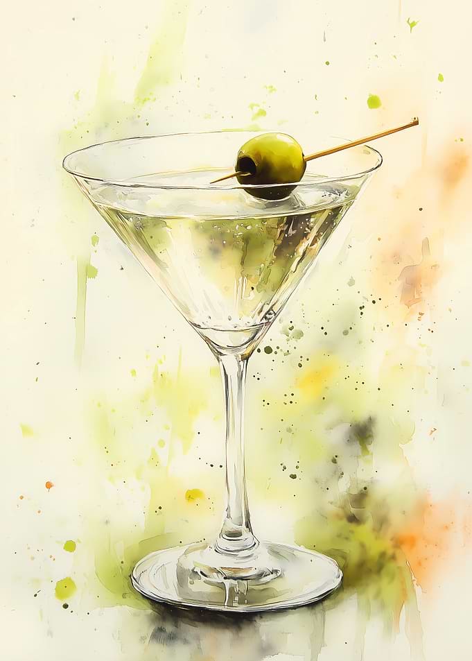 Martini Watercolor Painting