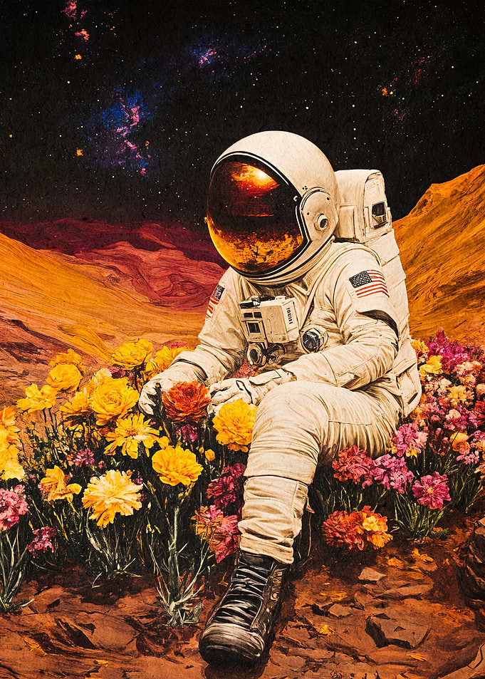 Astronaut Field Flowers