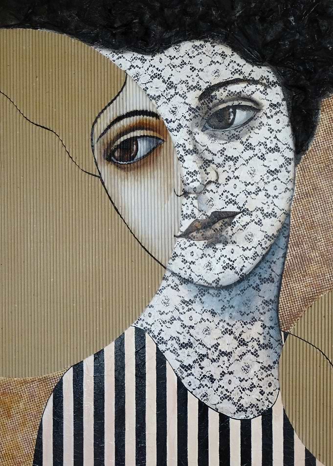 Woman in Lace and Stripes
