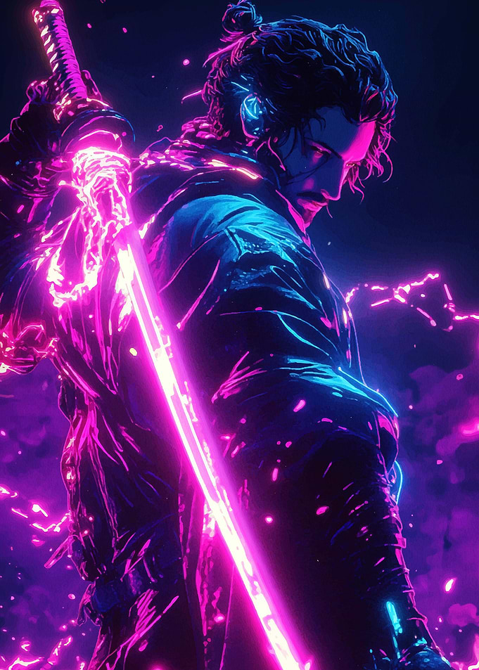 Neon Samurai Warrior
