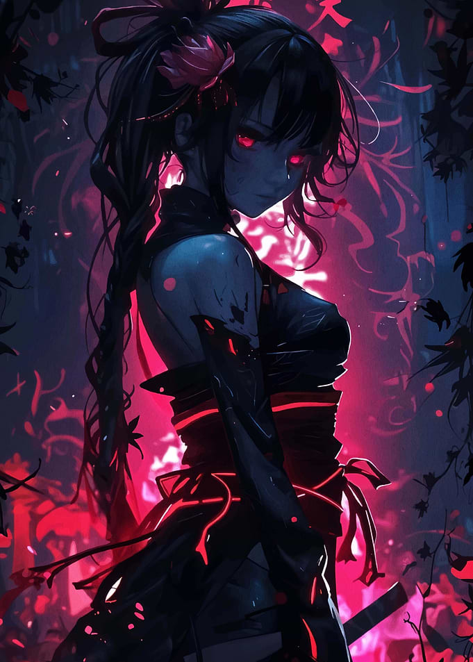 Anime Girl with Red Eyes