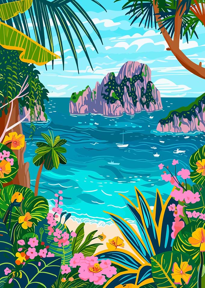 Tropical Island Seascape Capri Italy
