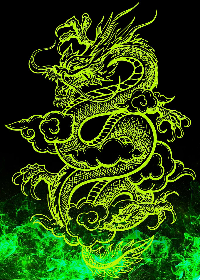 Green Dragon with Magical fire