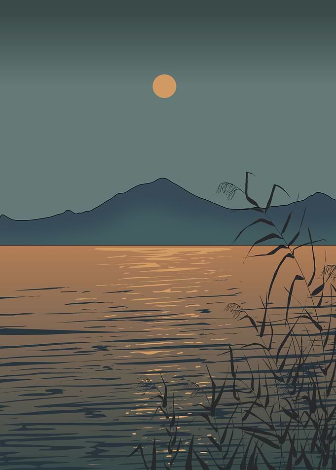 Moonlit Lake Landscape