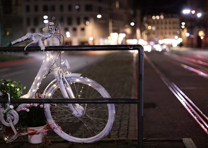 White Bicycle with Lights