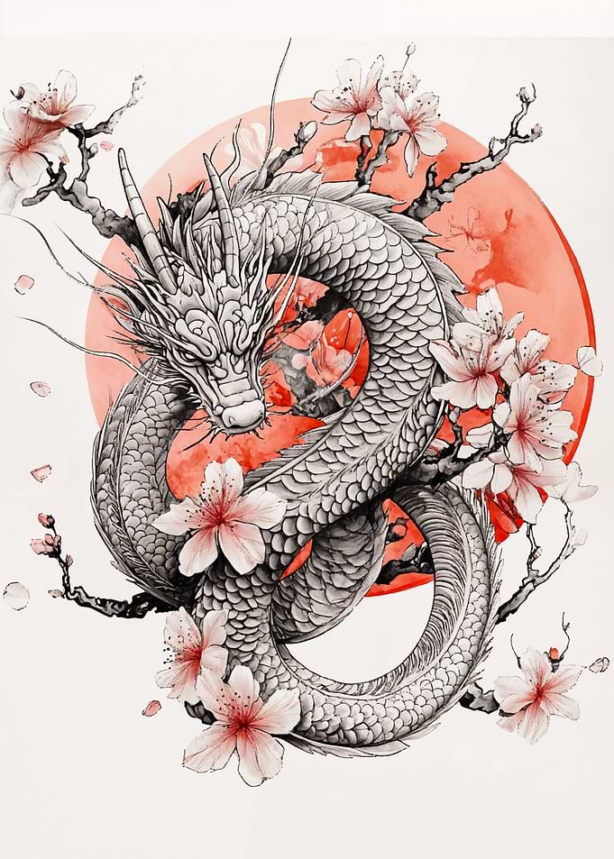 Dragon and Cherry Blossoms
