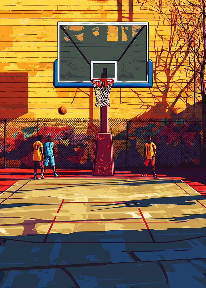 Classic Retro Basketball Court