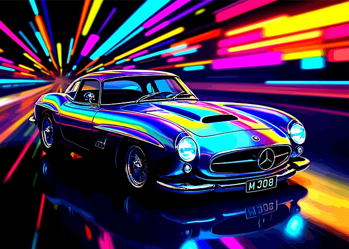 Neon Classic Car