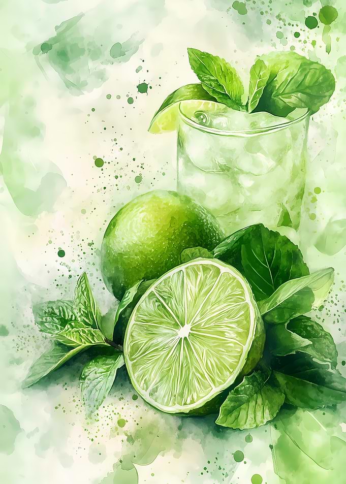 Lime Mojito Watercolor