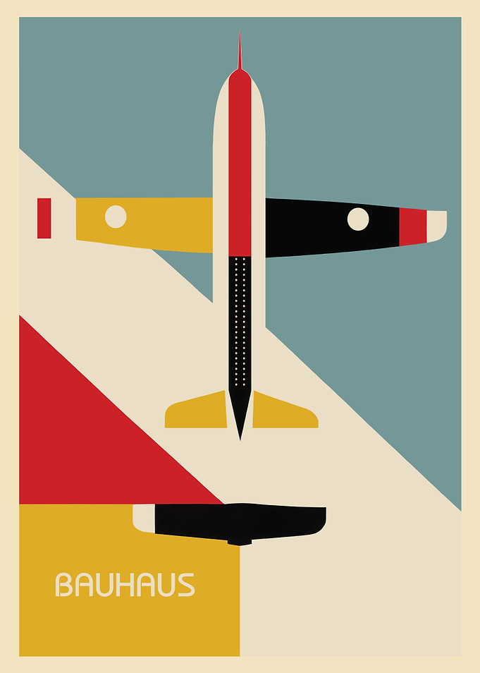 Mid Century Airplane Print Bauhaus Poster