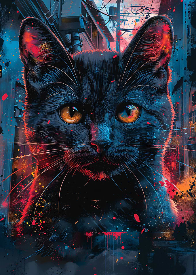 Black Cat in Urban Setting