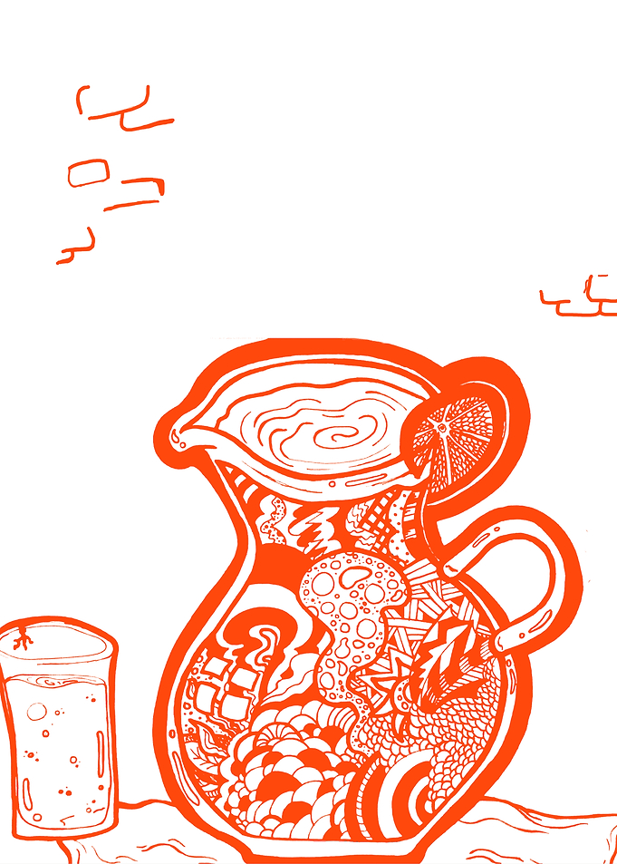 Orange Pitcher with Zentangle Design