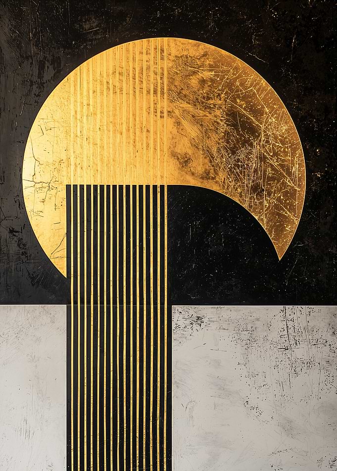Gold and Black Abstract Art