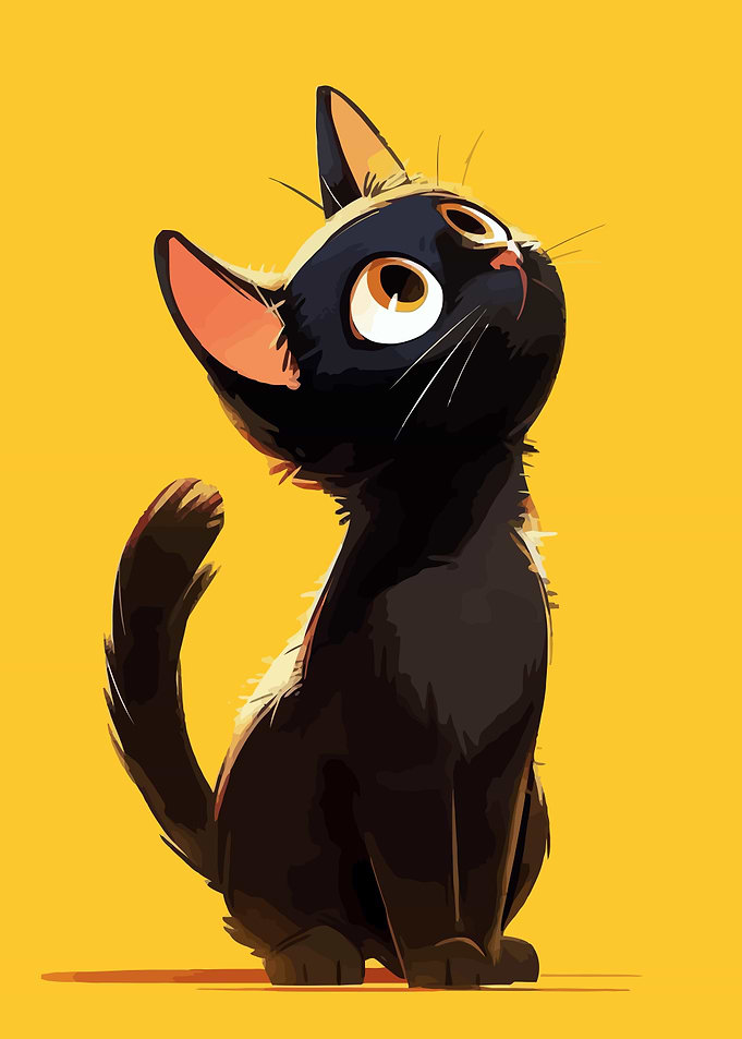 Cute Black Cat Illustration