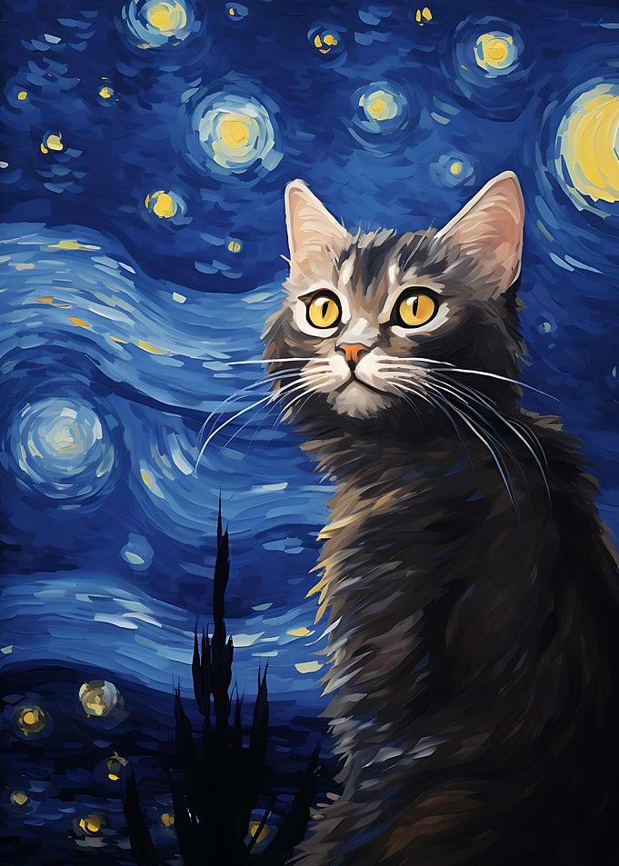 Cat in Starry Night
