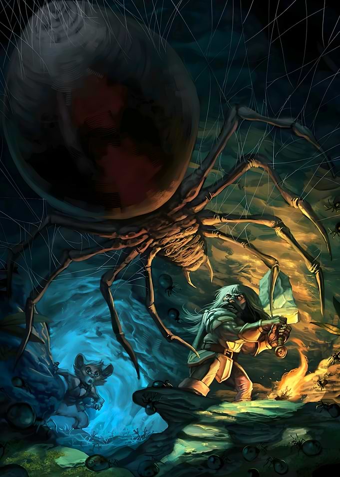 Giant Spider and Warrior