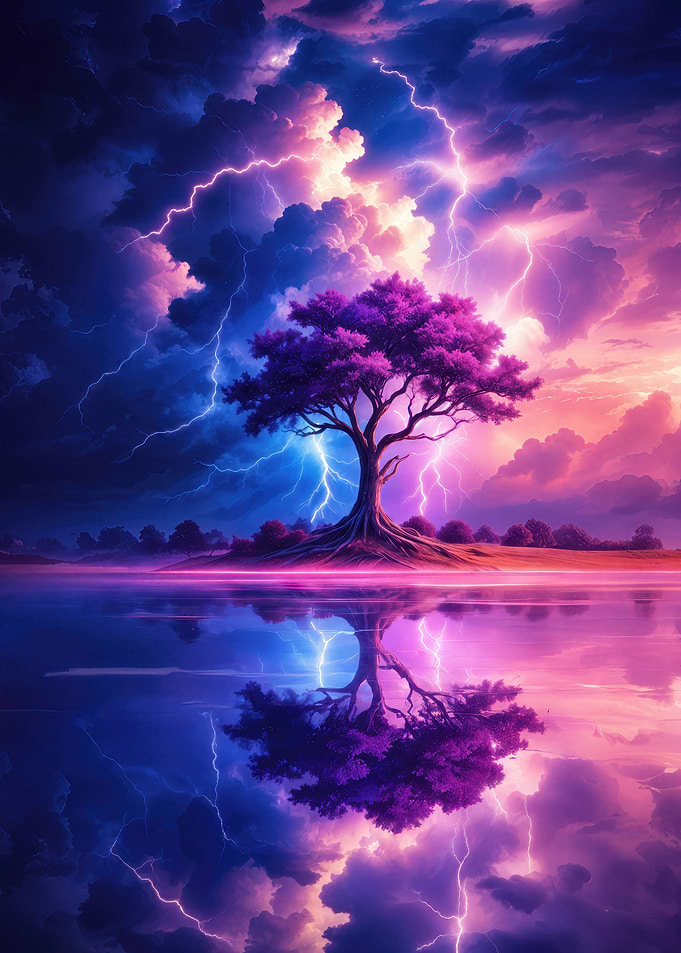 Purple Tree Lightning Storm