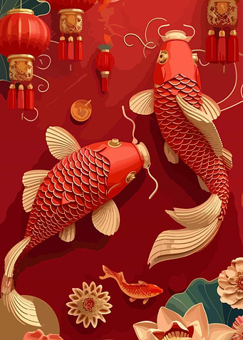 Red Koi Fish art