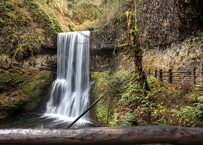 Waterfall in Rocky Forest