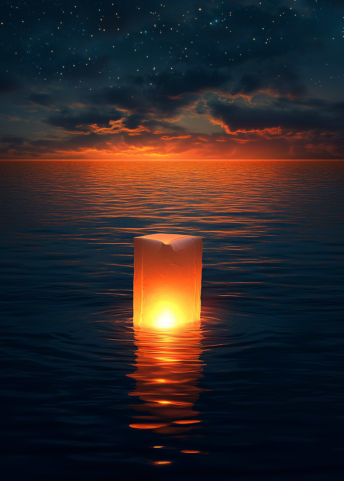 Floating Lantern at Sunset