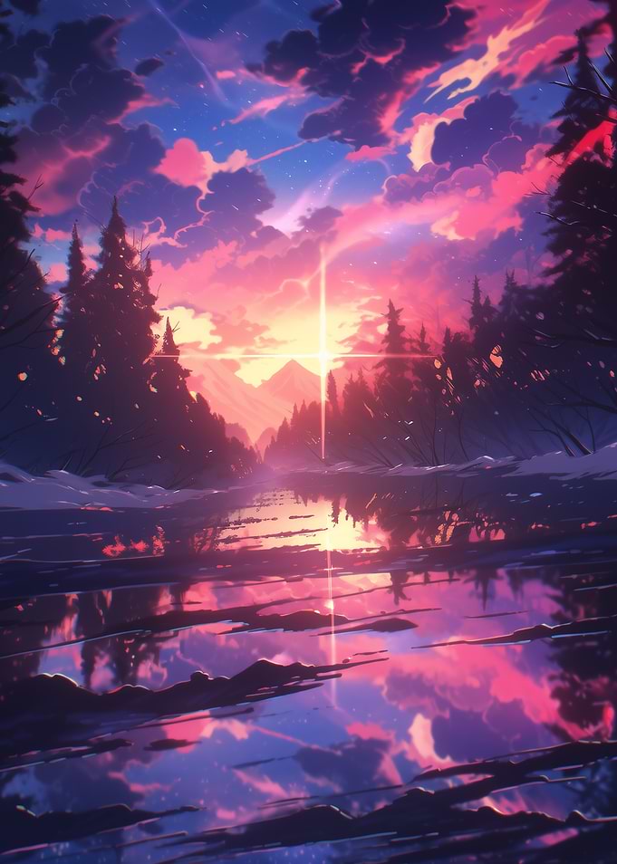 Sunset Forest Reflection