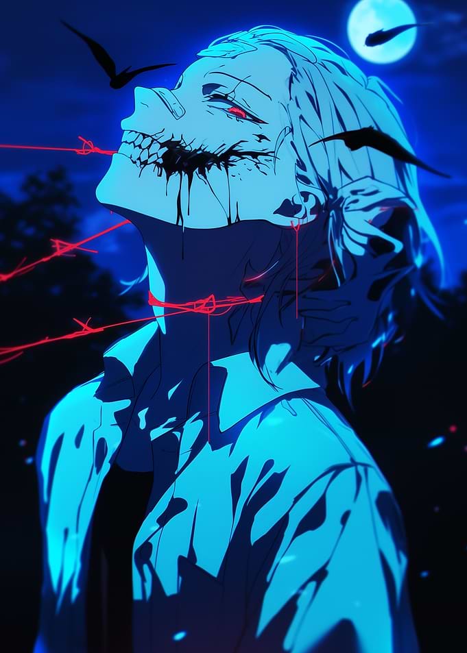 Anime Character with Bloody Mouth