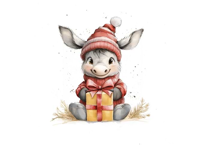 Cute Donkey with Gift