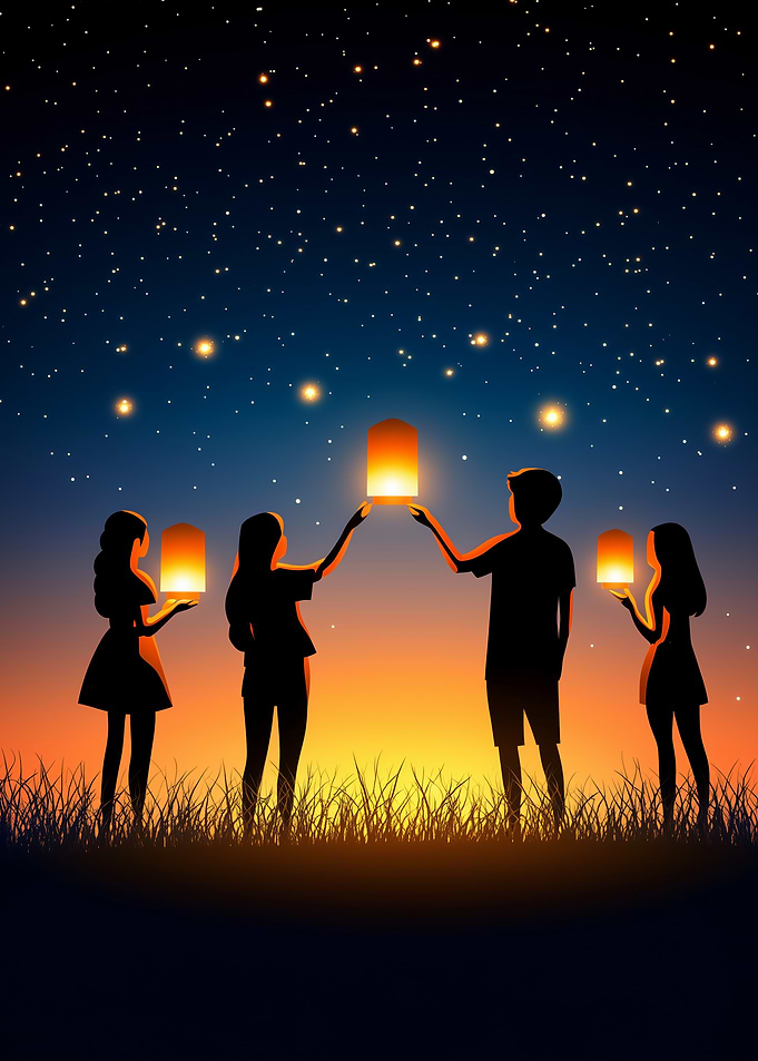 Sky Lanterns Night
