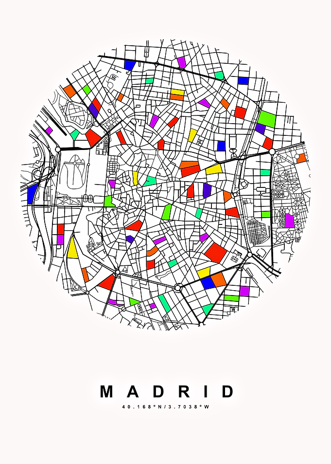 Madrid City Map Art