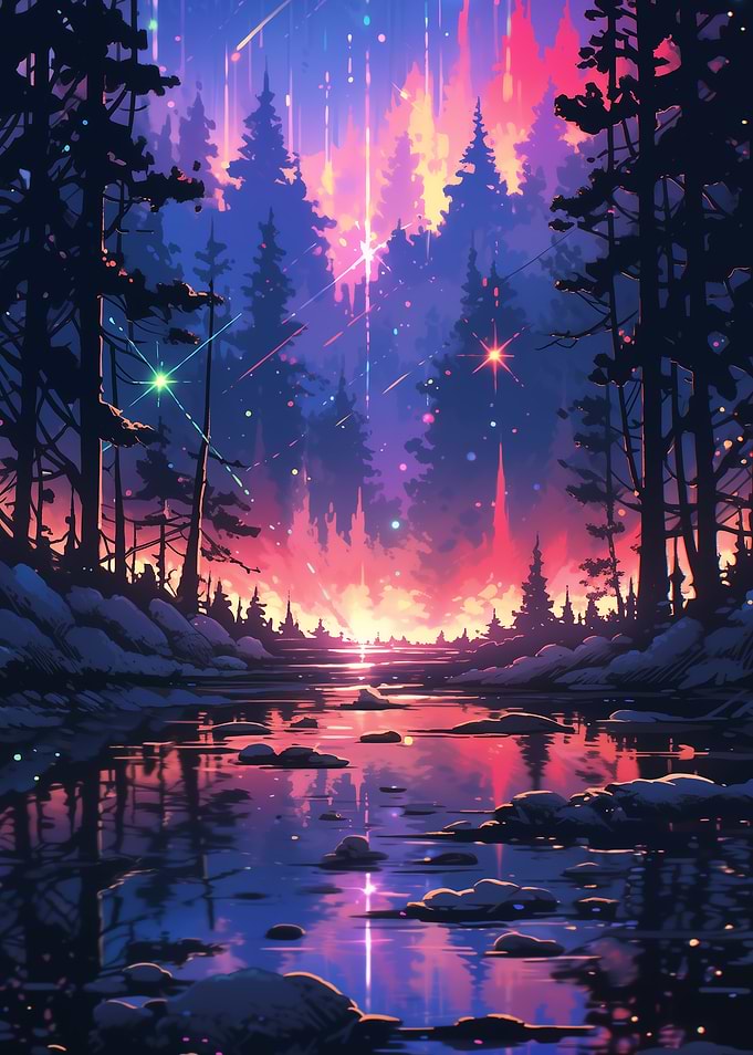 Magical Forest Sunset