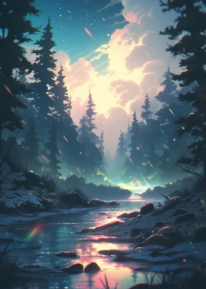 Forest River at Sunset