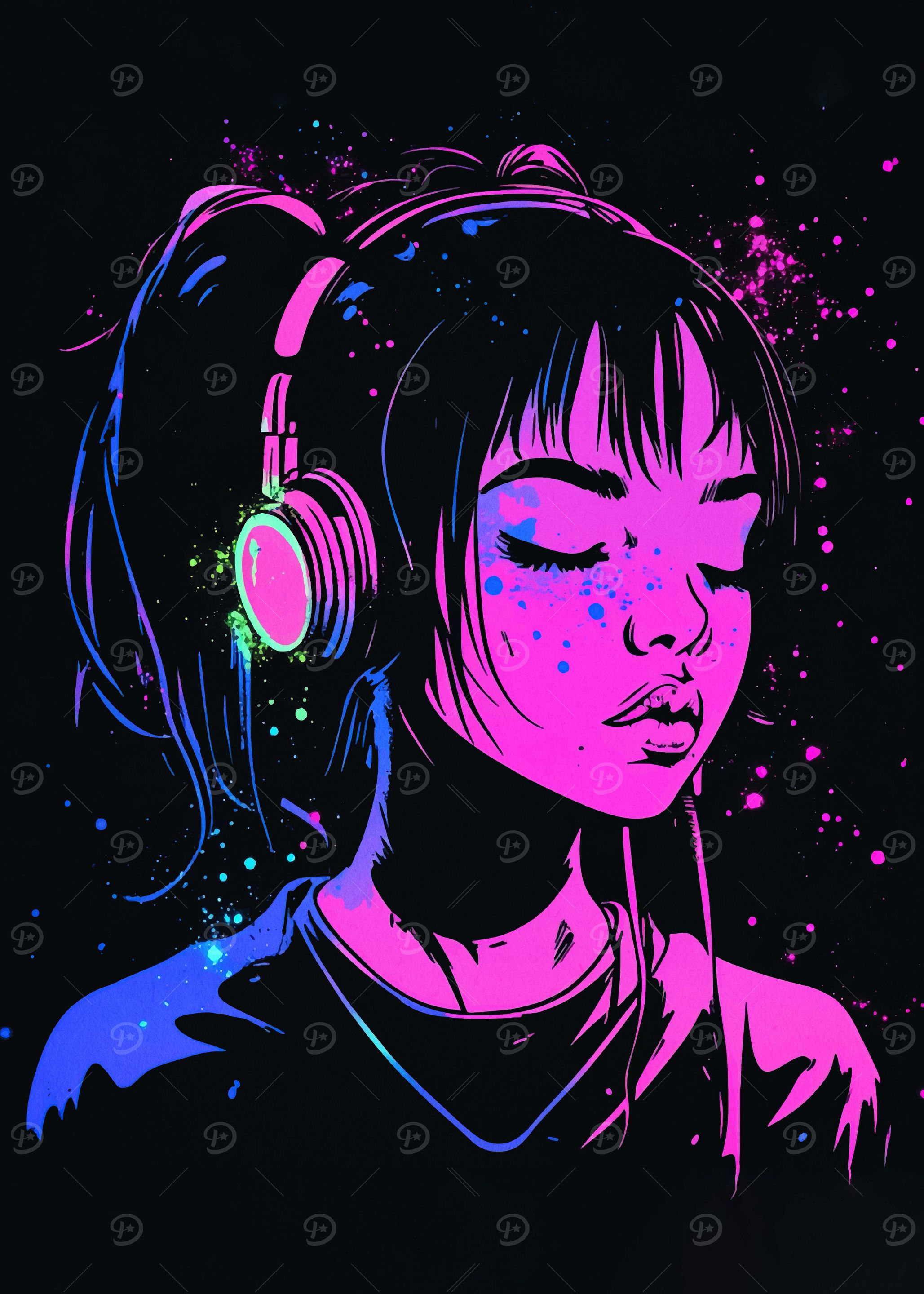 Neon Girl Headphones