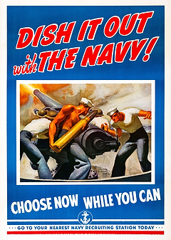 Navy Recruitment Poster — retro advertising art on metal