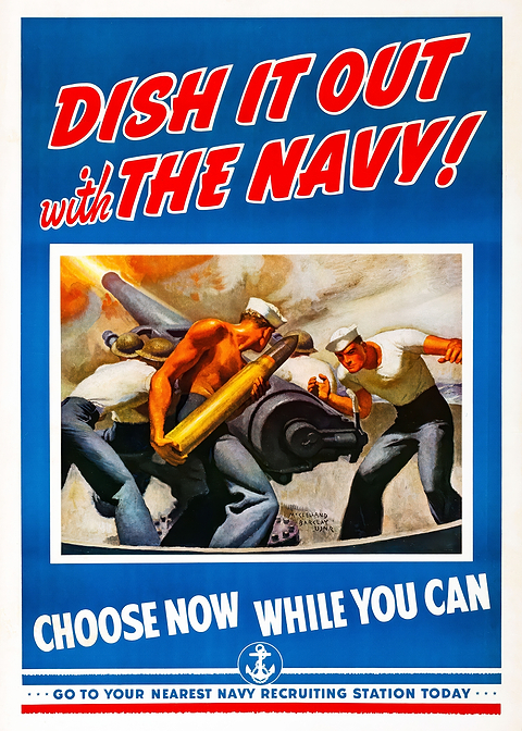 Navy Recruitment Poster — retro advertising art on metal