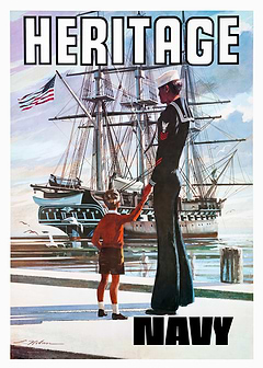 Navy Heritage Poster — retro advertising art on metal