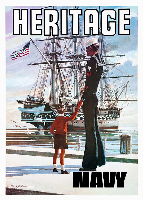 Navy Heritage Poster — retro advertising art on metal