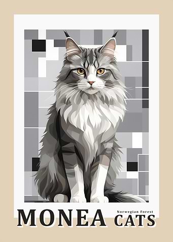 Norwegian Forest Cat - Abstract MONEA Poster