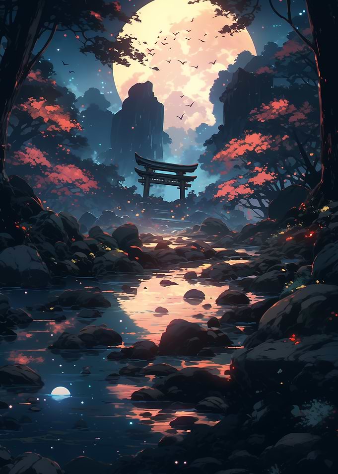 Japanese Moonlit Forest
