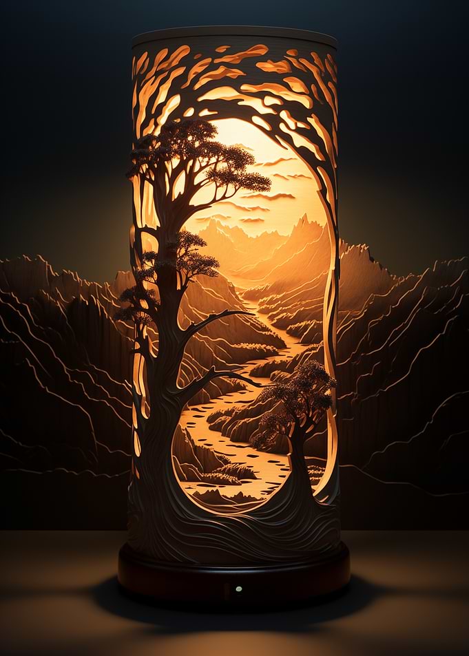 Life In Wooden Lamp