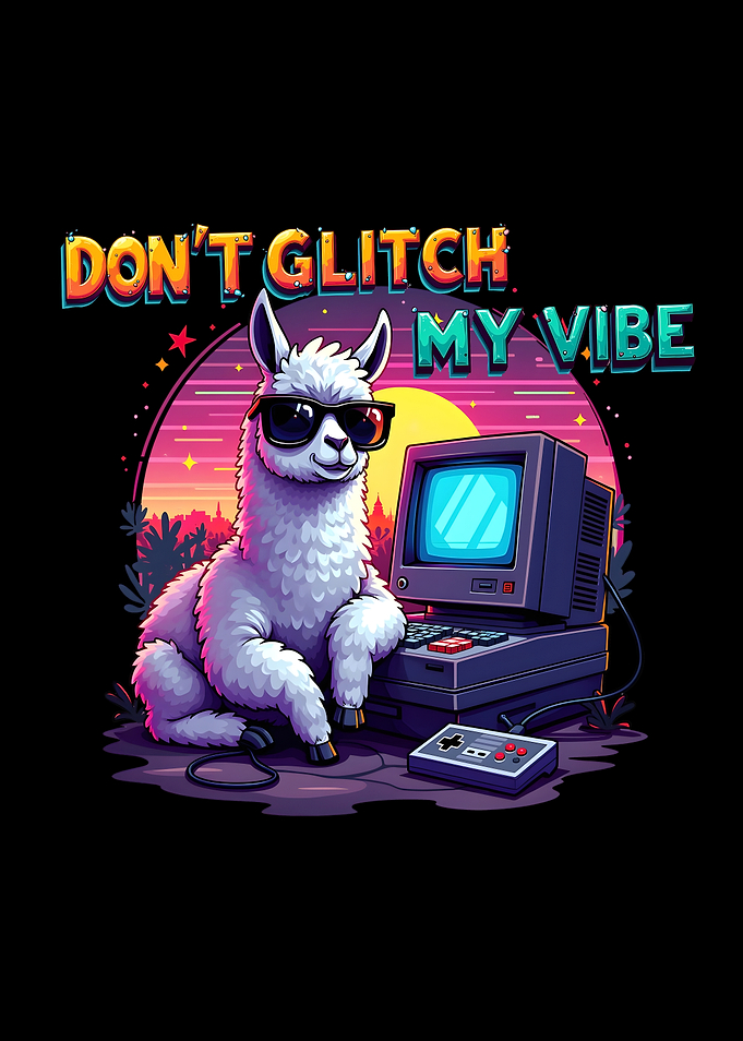 Llama Don't Glitch My Vibe Retro Gaming