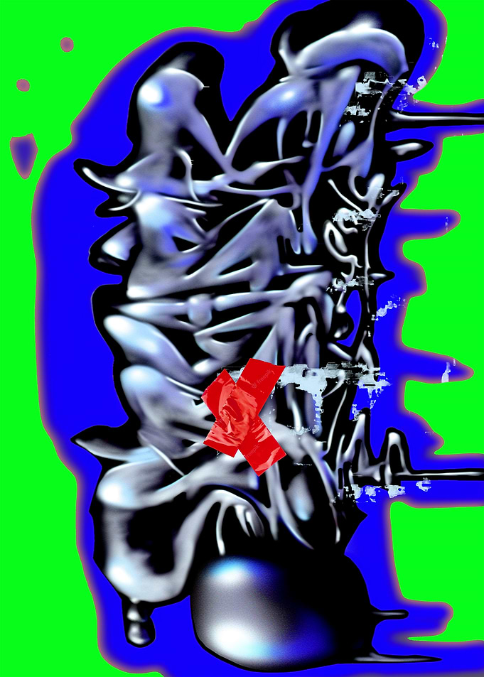Graffiti Absurdism 1 (Digital Airbrushing on Green & Blue)