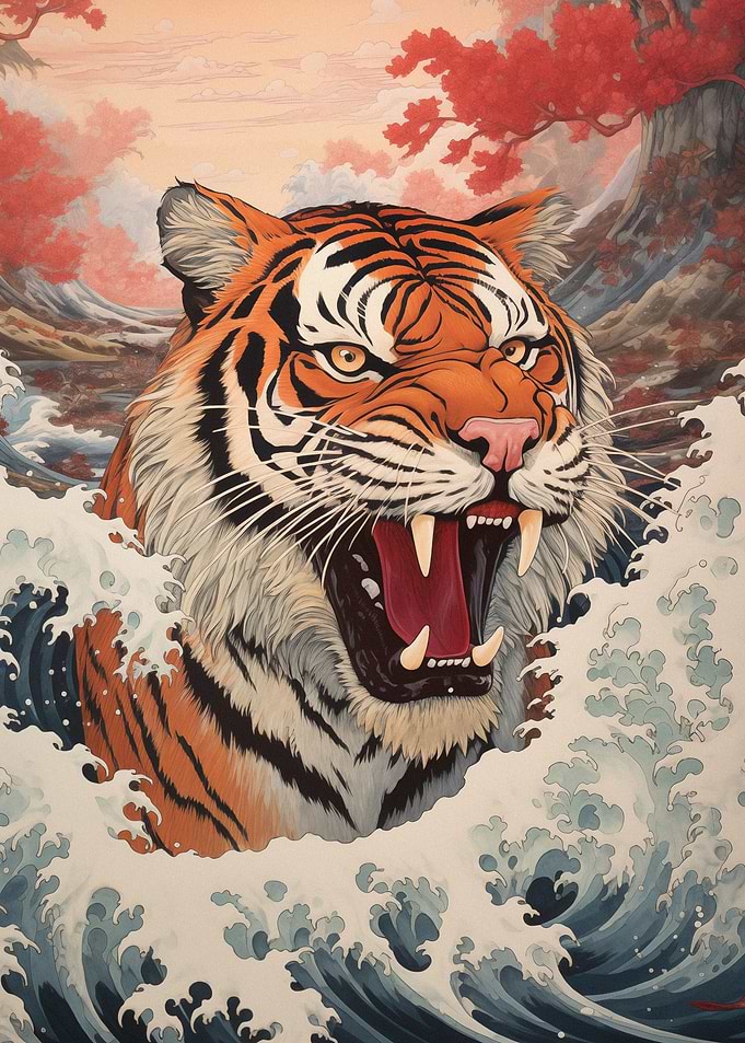 Tiger in Waves