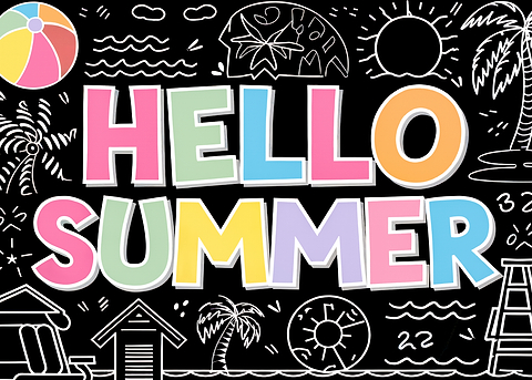 Hello Summer Doodle — living room metal wall art