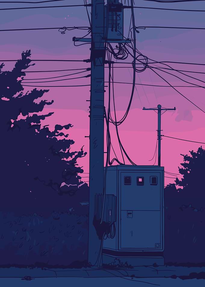 Silhouetted Power Lines