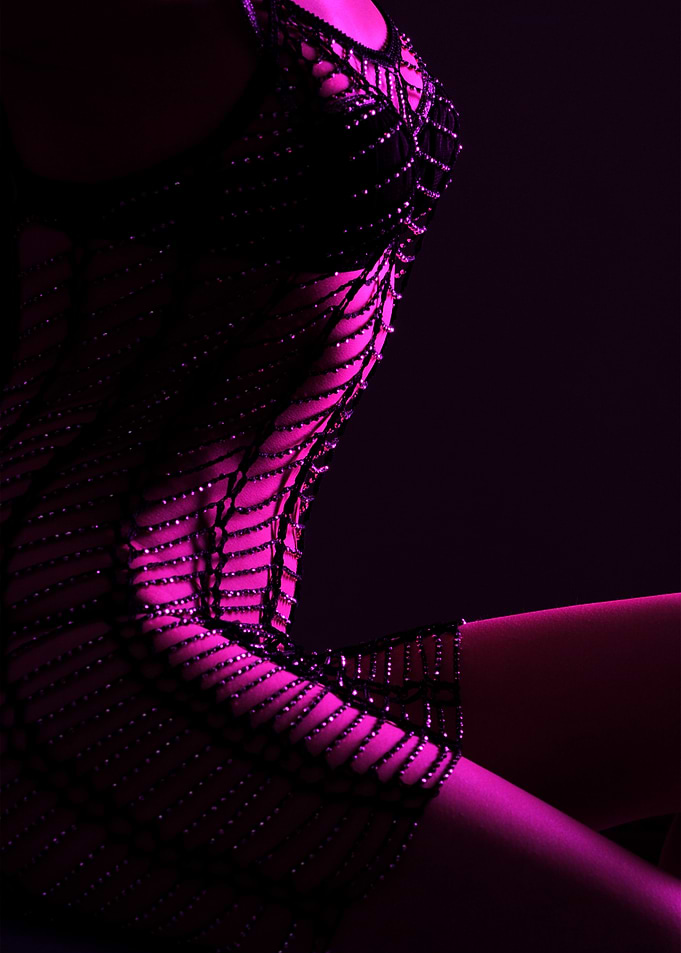 Pink and Black Beaded Dress