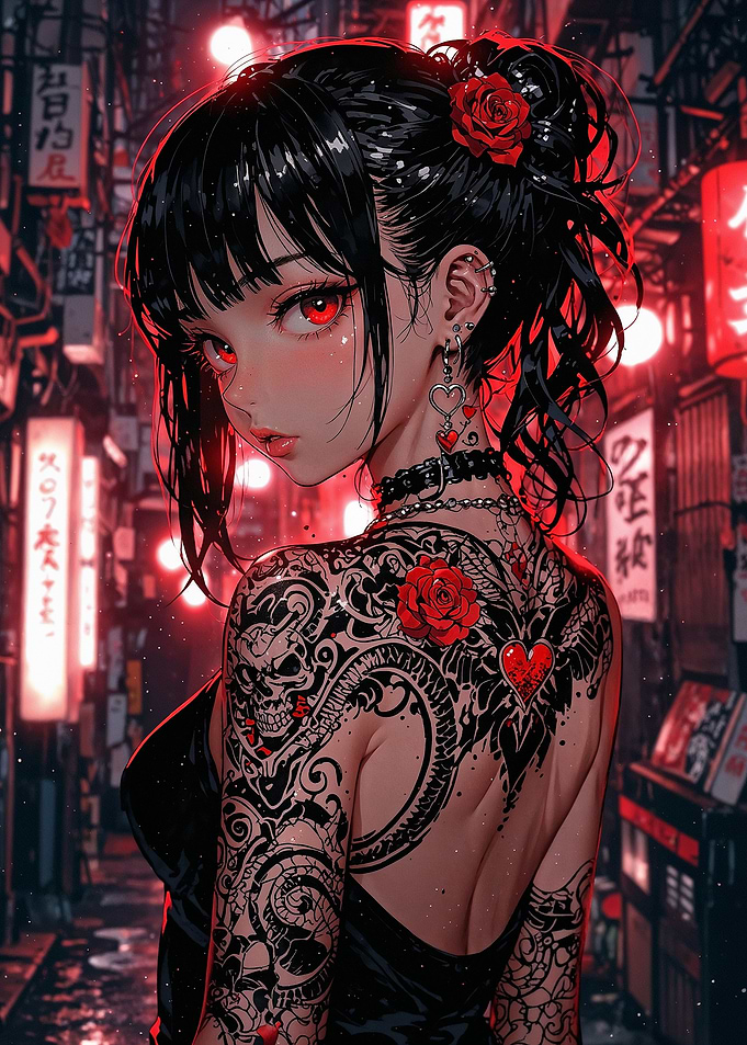 Anime Girl with Tattoo